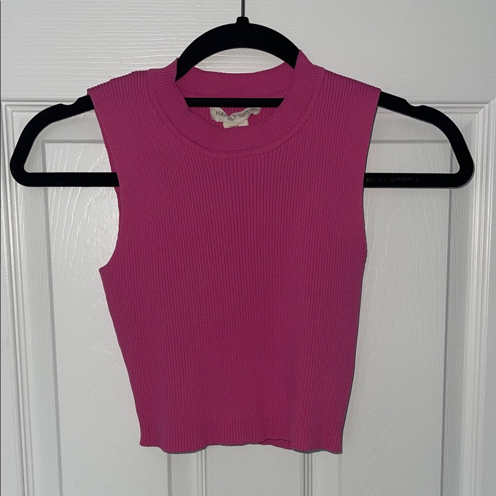 Happily Grey Pink Ribbed Crop Top Size Medium